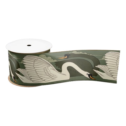 Art Nouveau Swans Frieze Satijnen Lint (Spoel)