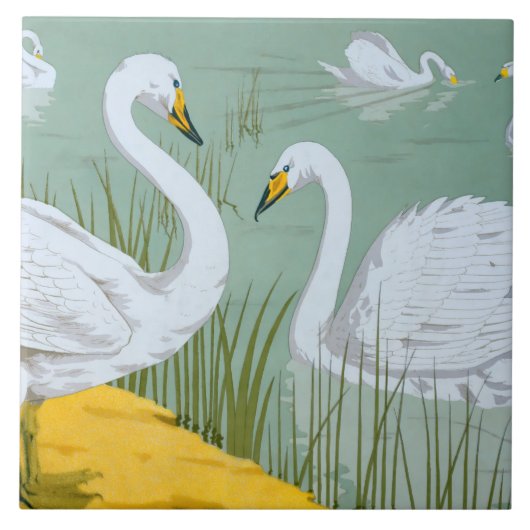 Art Nouveau Swans Tegeltje (Voorkant)