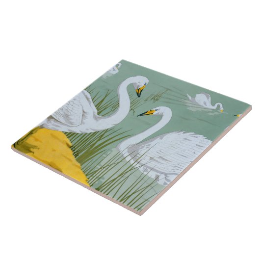 Art Nouveau Swans Tegeltje (Zijkant)