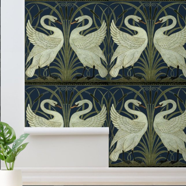  Art Nouveau Swans van Walter Crane Behang (Creator heeft geüpload)