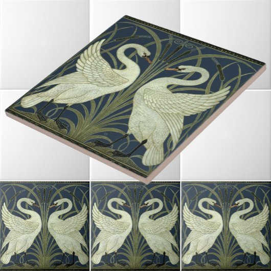  Art Nouveau Swans van Walter Crane Tegeltje