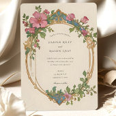 Art Nouveau Sweet Pea Floral Wedding Kaart