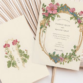 Art Nouveau Sweet Pea Floral Wedding Kaart