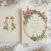 Art Nouveau Sweet Pea Floral Wedding Kaart