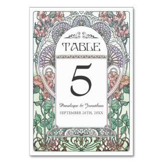 Art Nouveau Tafelkaartjes voor de Bruiloft (Set #3 Kaart