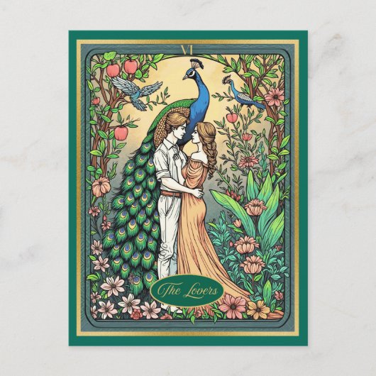 Art Nouveau Tarot Kaart, de geliefden Briefkaart (Voorkant)