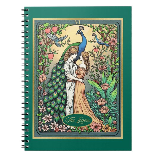 Art Nouveau Tarot Kaart, de geliefden Notitieboek (Voorkant)