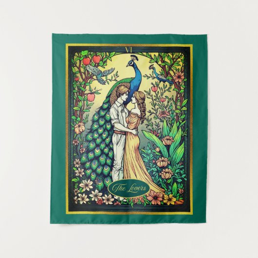 Art Nouveau Tarot Kaart, de geliefden Wandkleed (Voorkant)