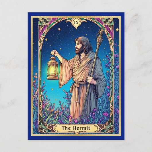 Art Nouveau Tarot Kaart, de kluizenaar Briefkaart (Voorkant)
