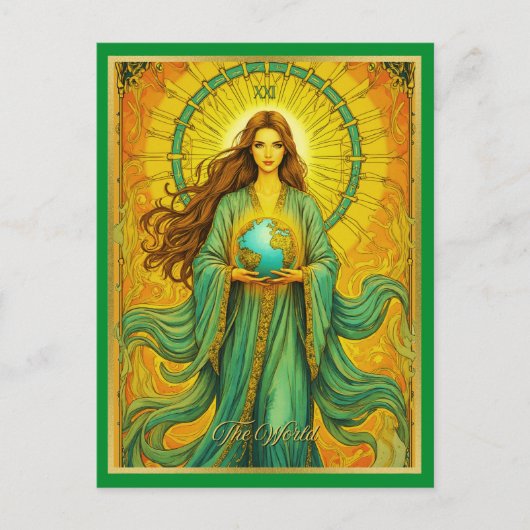 Art Nouveau Tarot Kaart De Wereld (Voorkant)