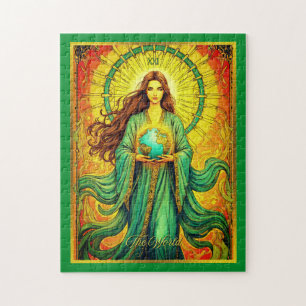 Art Nouveau Tarot Kaart De Wereld Legpuzzel