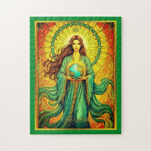 Art Nouveau Tarot Kaart De Wereld Legpuzzel (Verticaal)