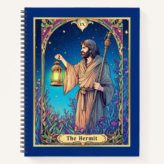 Art Nouveau Tarot Kaart, het Hermit Journal Notitieboek (Voorkant)