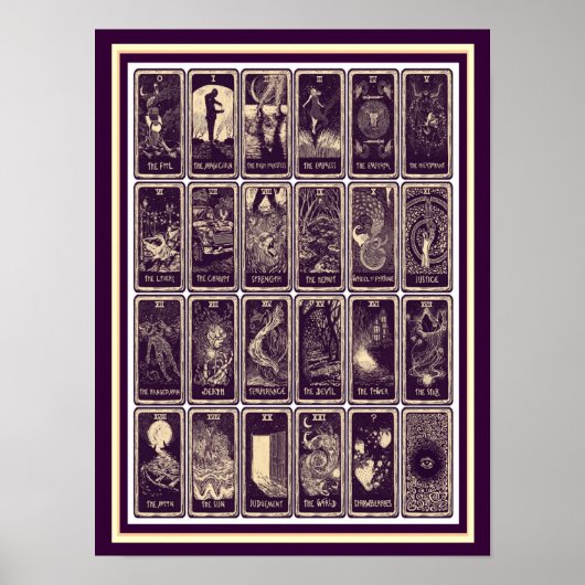 Art Nouveau Tarot Kaart Poster 12 x 16 (Voorkant)