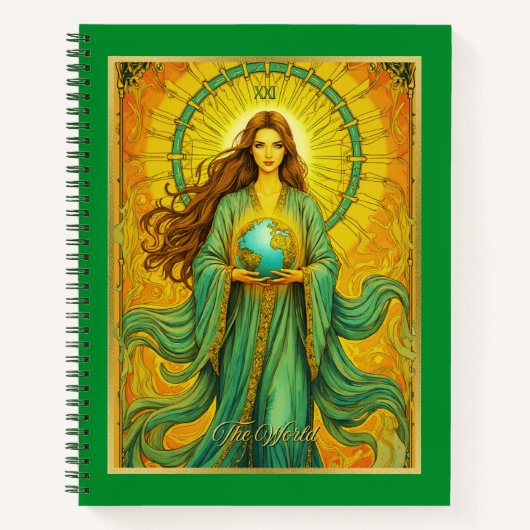 Art Nouveau Tarot Kaart The World Journal Notitieboek (Voorkant)