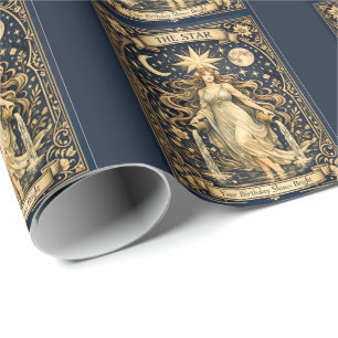 Art Nouveau Tarot Verjaardag Hemelse Ster Cadeaupapier