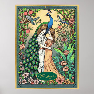Art Nouveau Tarotkaart, De Geliefden Poster