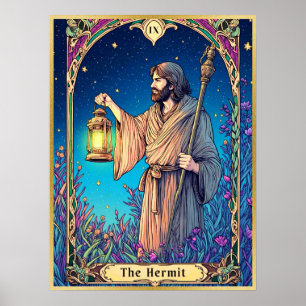 Art Nouveau Tarotkaart, De Kluizenaar Poster
