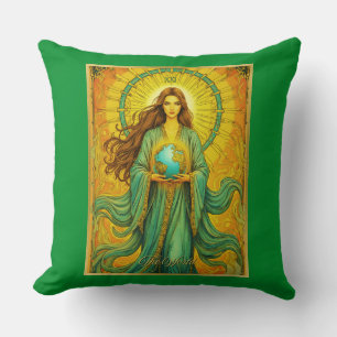 Art Nouveau Tarotkaart De Wereld Kussen