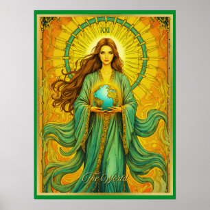 Art Nouveau Tarotkaart De Wereld Poster