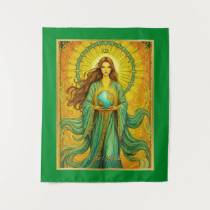 Art Nouveau Tarotkaart De Wereld Wandkleed