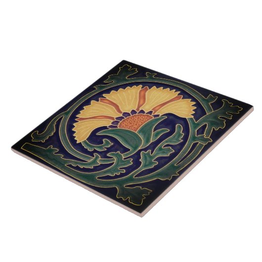 Art Nouveau Tegel - Floral Design Tegeltje (Zijkant)