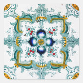  Art Nouveau Tegel Vierkante Sticker (Voorkant)