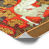 Art nouveau textiel ijsvogel paard Verneuil Poster (Hoek)