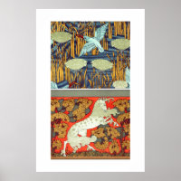 Art nouveau textiel ijsvogel paard Verneuil