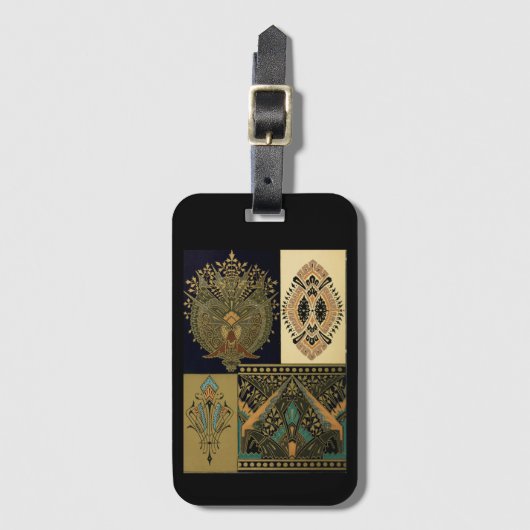 Art nouveau textielpatroon Christopher dressoir Bagagelabel (Voorkant (verticaal))