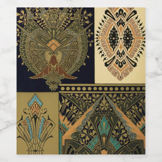 Art nouveau textielpatroon Christopher dressoir Wijn Etiket (Enkel label)