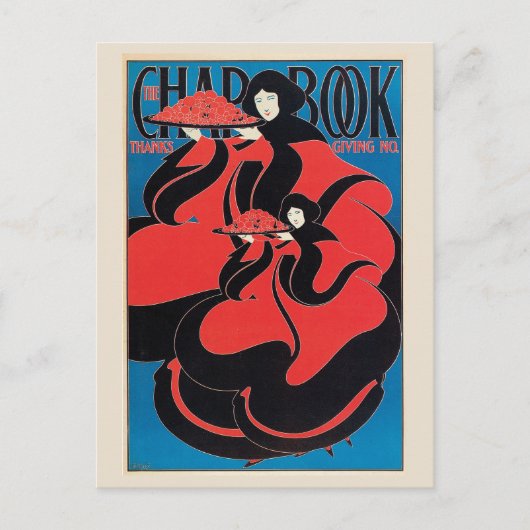  Art Nouveau Thanksgiving magazine Feestdagenkaart (Voorkant)
