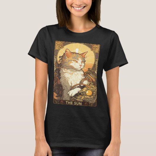 Art Nouveau The Sun Tarot Card Cat Taro T-shirt (Voorkant)