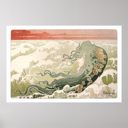 Art Nouveau The Wave van Henri Privat-Livemont Poster (Voorkant)