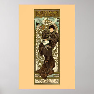 Art Nouveau-theateradvertentie uit vroeger tijden  Poster