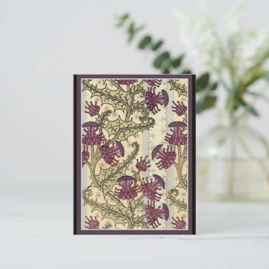 Art Nouveau Thistle bloem Briefkaart (Staand voorkant)