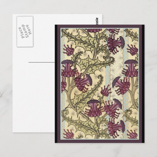 Art Nouveau Thistle bloem Briefkaart (Voorkant / Achterkant)