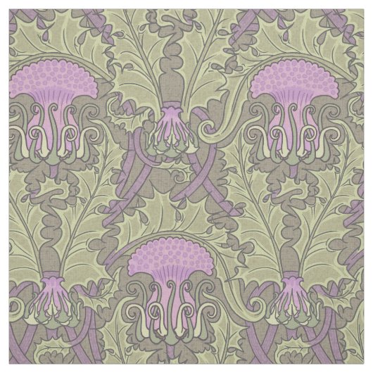 Art Nouveau Thistle Damask Stof (Swatch)