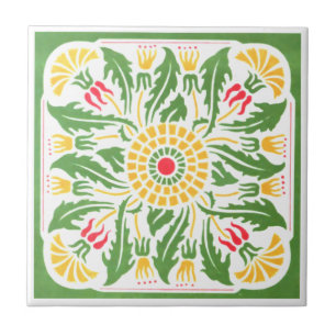 Art Nouveau Thistle Flowers Design Tegeltje