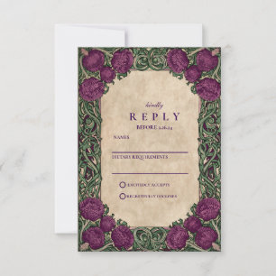Art Nouveau Thistle Wedding RSVP Kaartje