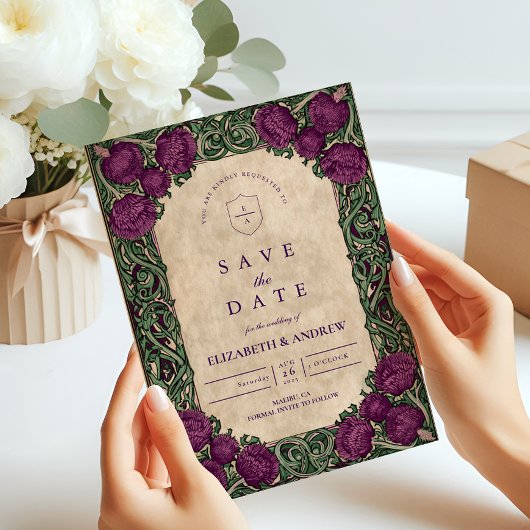 Art Nouveau Thistle Wedding Save The Date