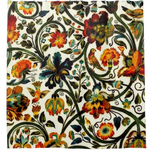  Art Nouveau Thistles Cicadas Patroon Douchegordijn (Voorkant)