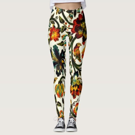  Art Nouveau Thistles Cicadas Patroon Leggings (Voorkant)
