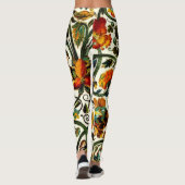  Art Nouveau Thistles Cicadas Patroon Leggings (Achterkant)