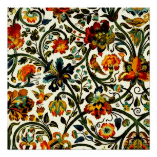  Art Nouveau Thistles Cicadas Patroon Perfect Poster