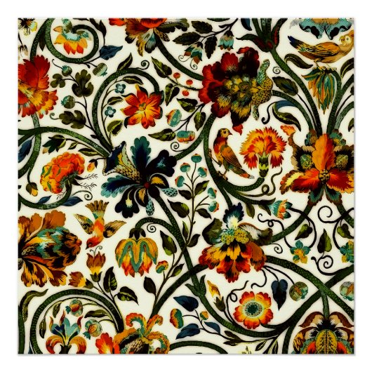 Art Nouveau Thistles Cicadas Patroon Perfect Poster (Voorkant)