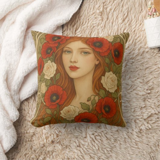 Art nouveau Throw Pillow Kussen (Deken)