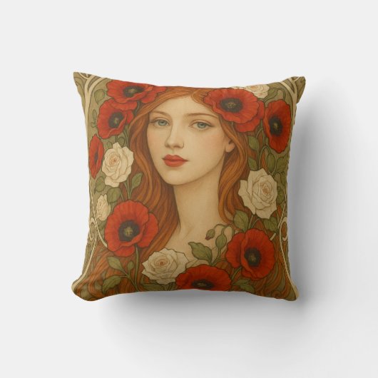 Art nouveau Throw Pillow Kussen (Voorkant)