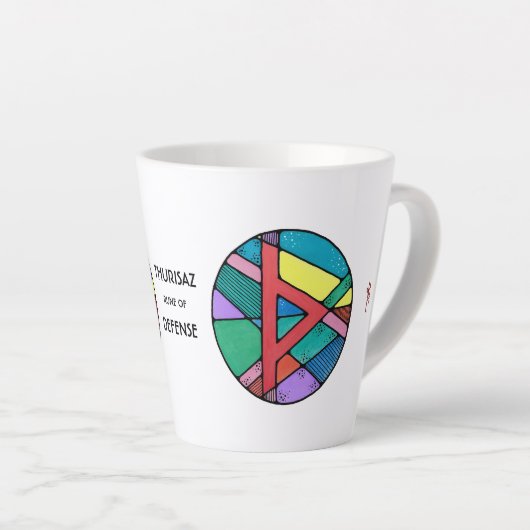 Art Nouveau Thurisaz Rune Latte Mok - DEFENSIE! (Rechterhoek)