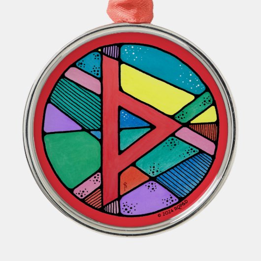 Art Nouveau Thurisaz Rune van Defensie Metalen Ornament (Voorkant)